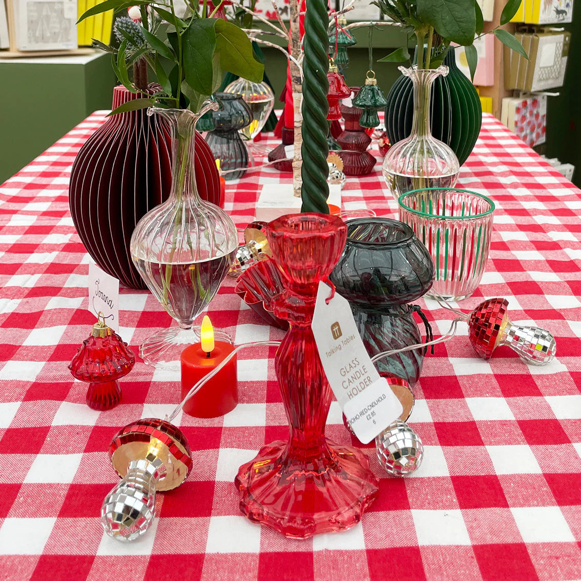 Talking Tables Bon Appetit Red & White Fabric Gingham Tablecloth