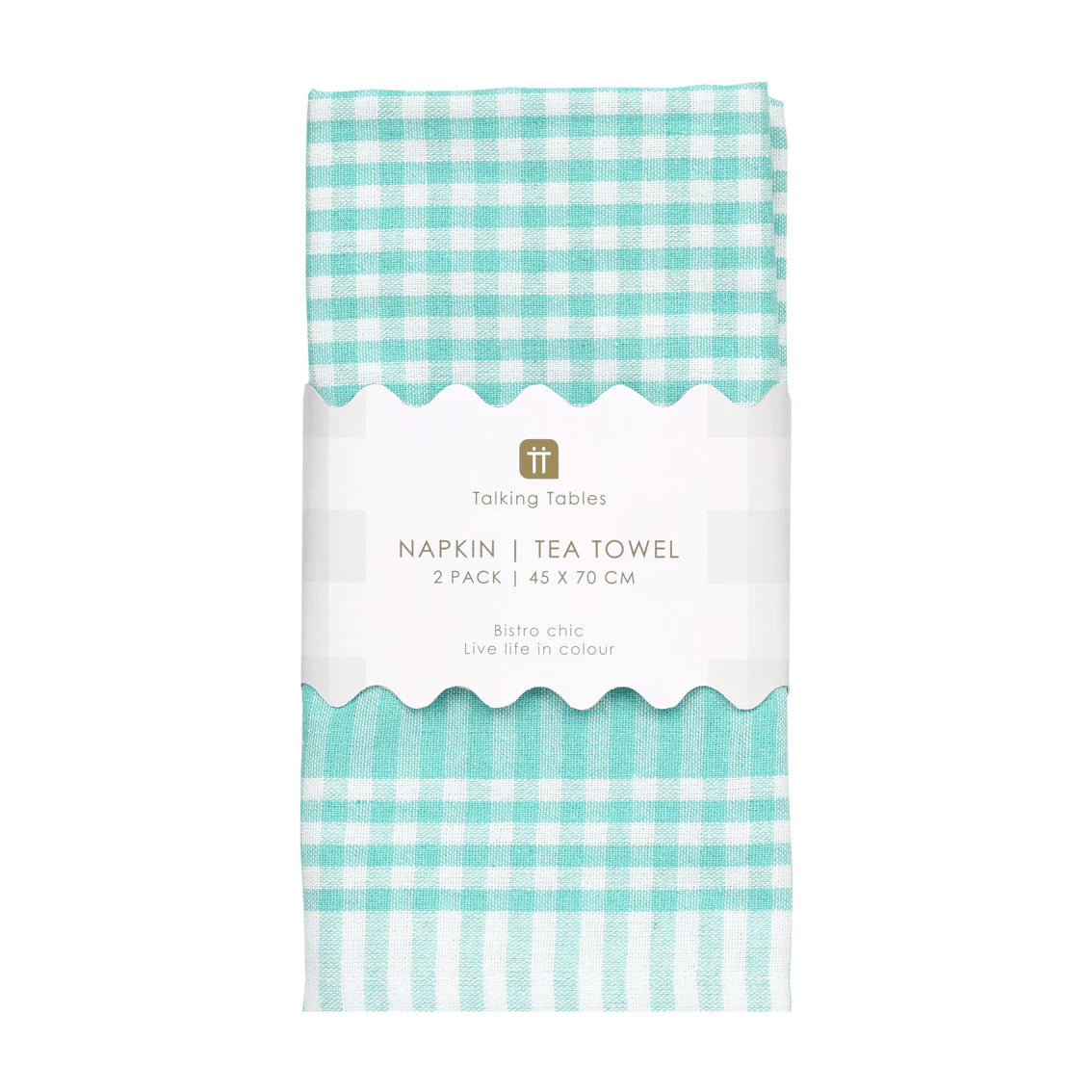 Talking Tables Mint Green & White Gingham Tea Towels/Napkins