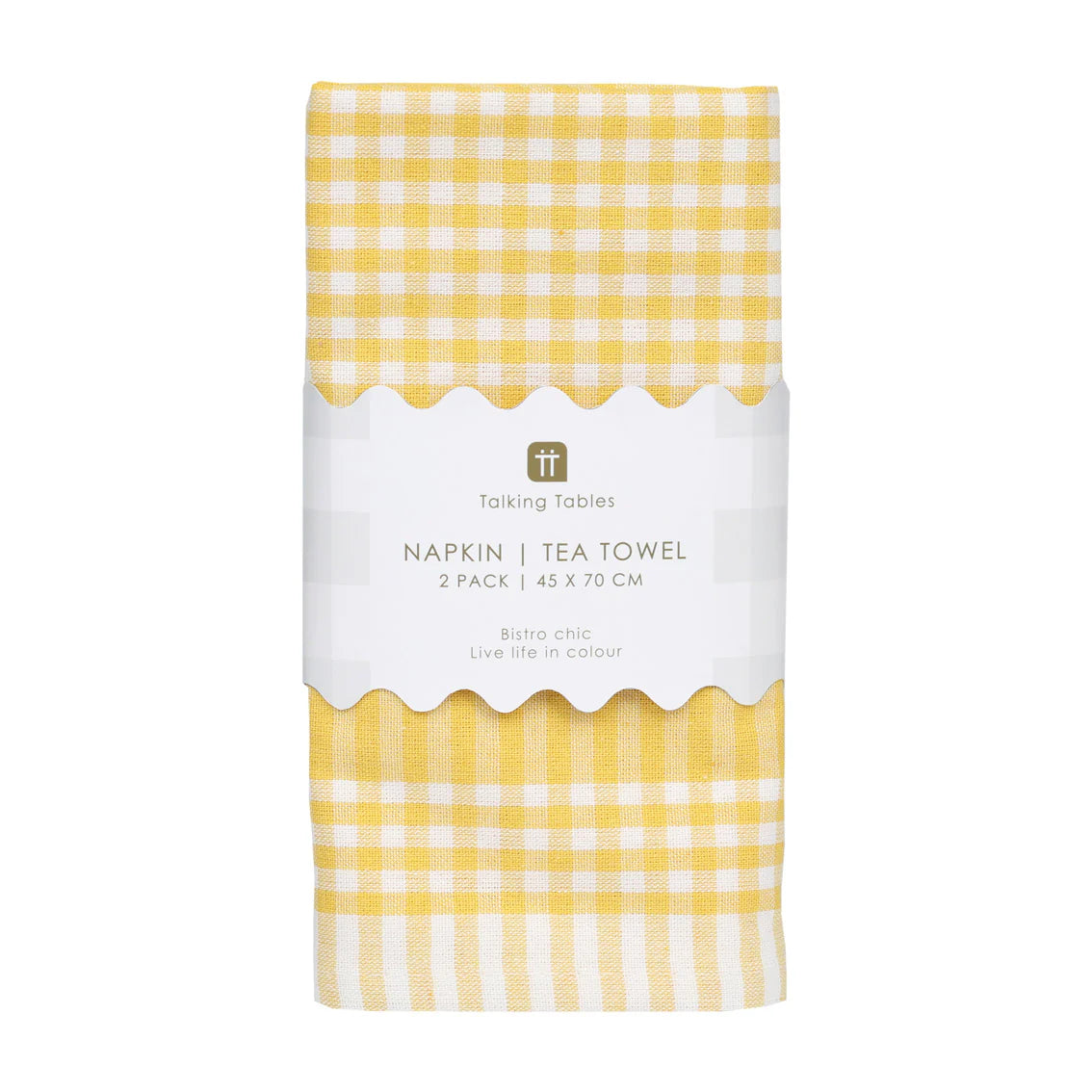 Talking Tables Yellow & White Gingham Tea Towels/Napkins
