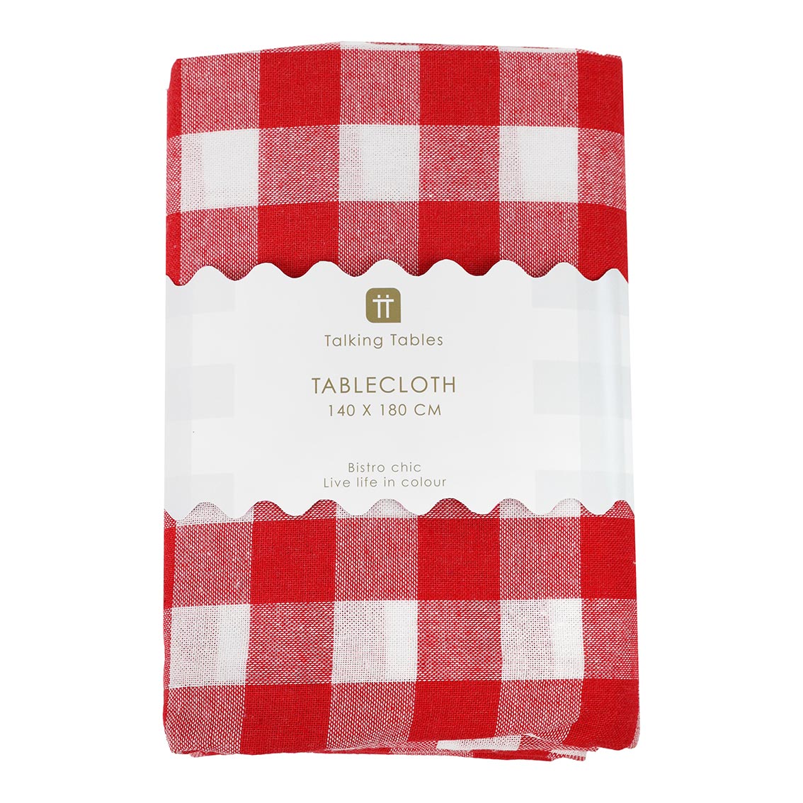 Talking Tables Bon Appetit Red & White Fabric Gingham Tablecloth