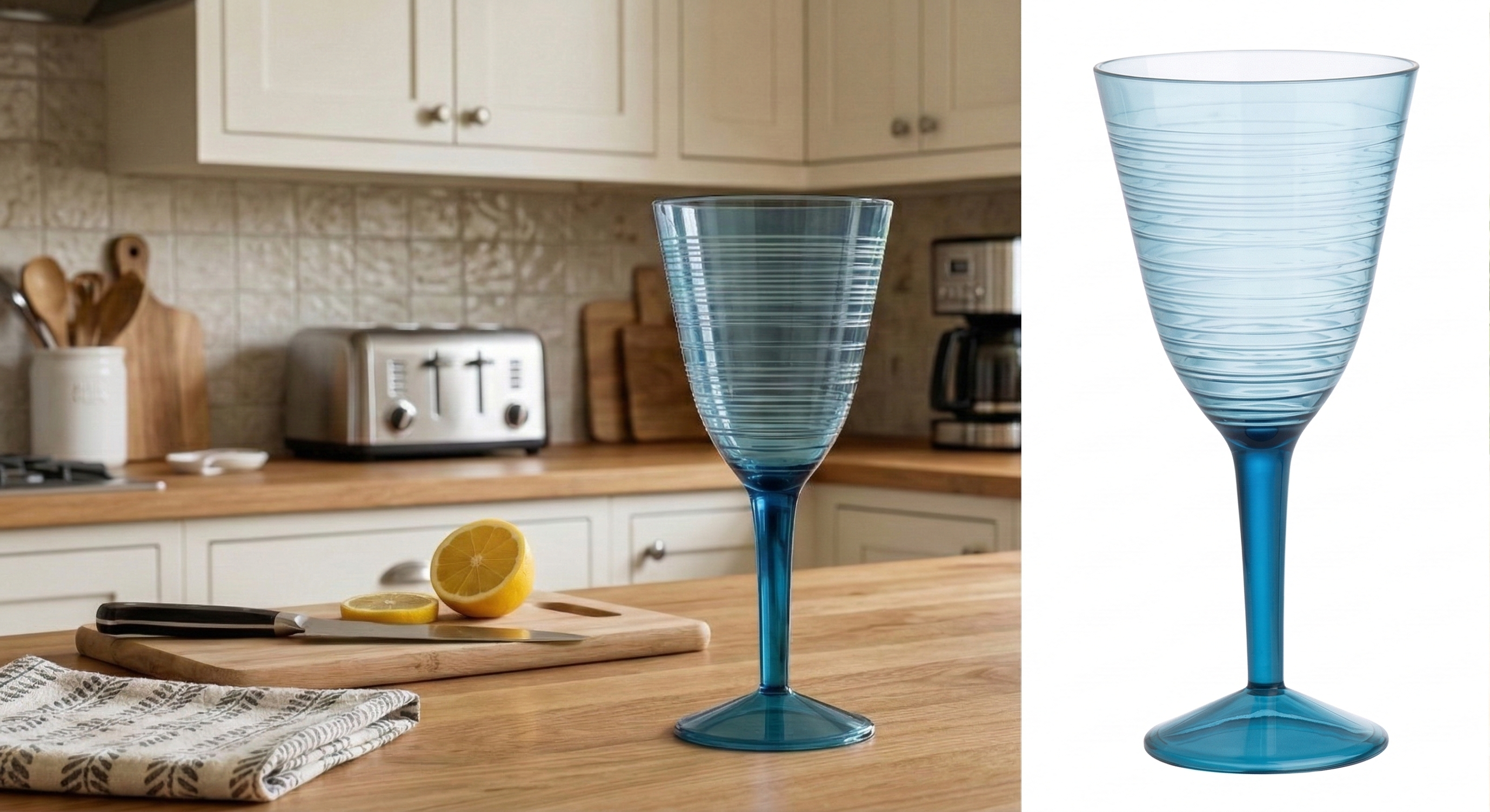 Navigate Linear Blue Wine Glass
