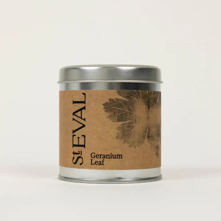 St Eval Geranium Leaf, Scented Tin Candle
