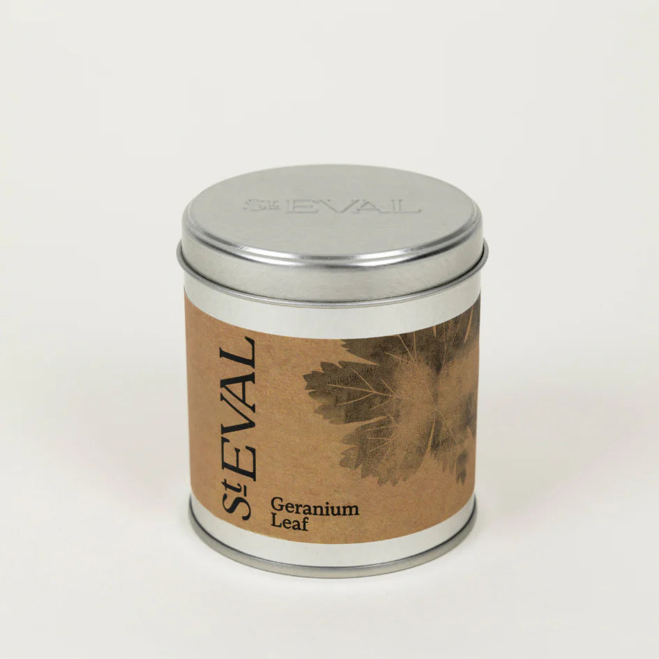 St Eval Geranium Leaf, Scented Tin Candle