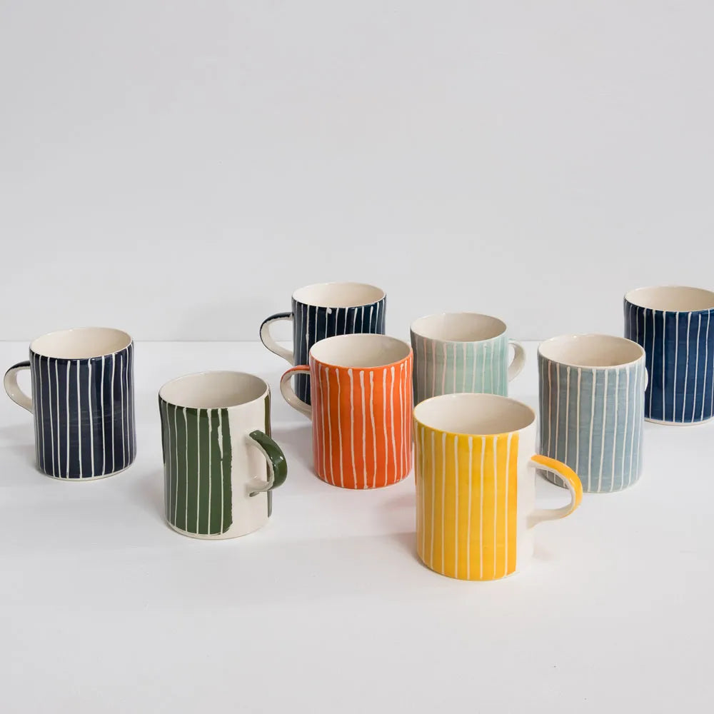 Musango Sgrafitto Stripe Demi Mug (Available in 7 Colours)