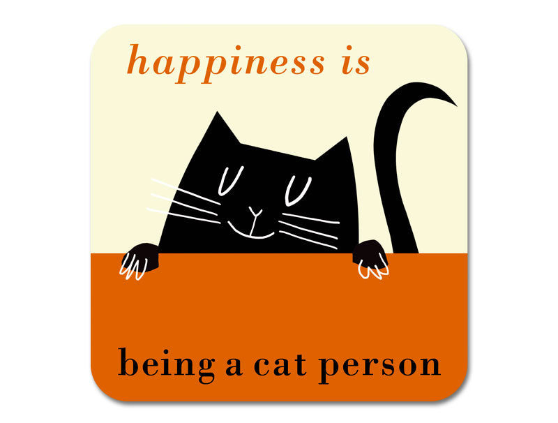 Repeat Repeat Happiness Peeping Cat Coaster Orange