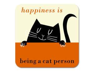Repeat Repeat Happiness Peeping Cat Coaster Orange