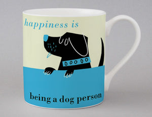Repeat Repeat Happiness Peeping Dog Bone China Mug Turquoise