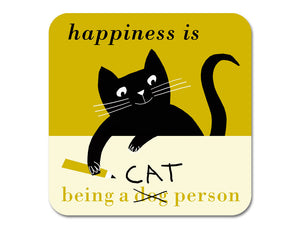 Repeat Repeat Happiness Pencil Cat Coaster Olive
