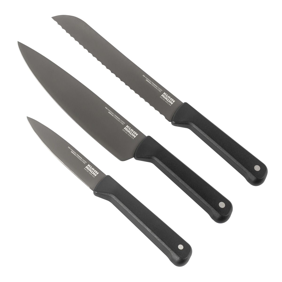 Kuhn Rikon ICED Essentials Knife Set 3pc (Paring, Chef's knife 20cm, Bread Knife)