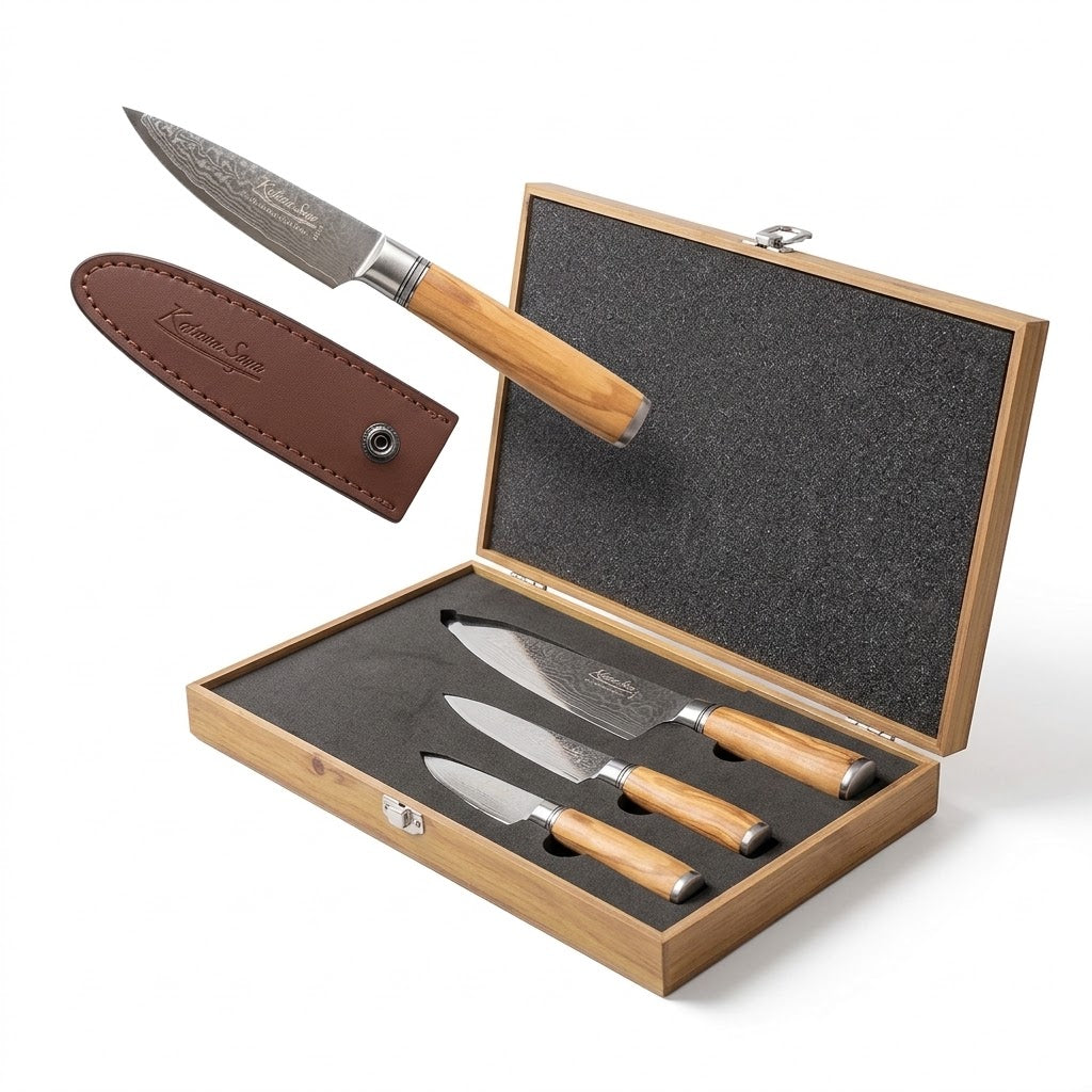 Katana Saya Olivewood 3pce Knife Set