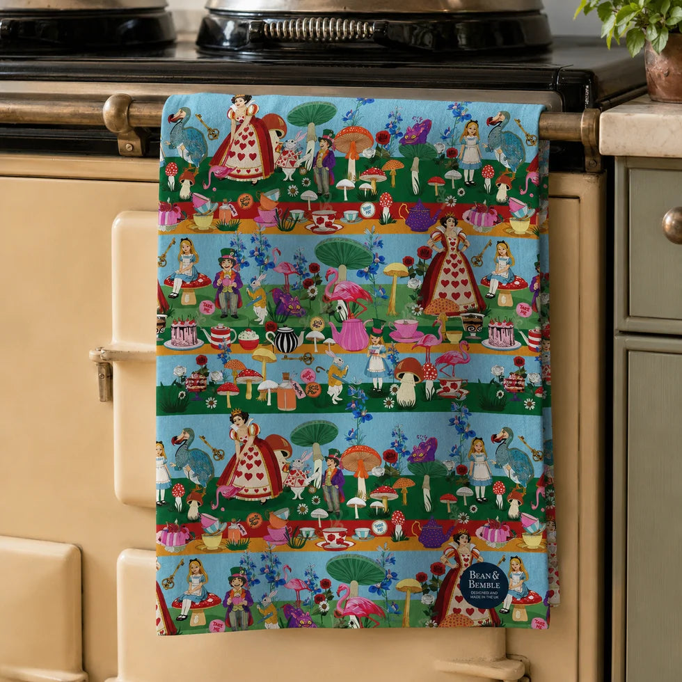 Bean & Bemble New Alice in Wonderland Tea Party Organic Cotton Tea Towel