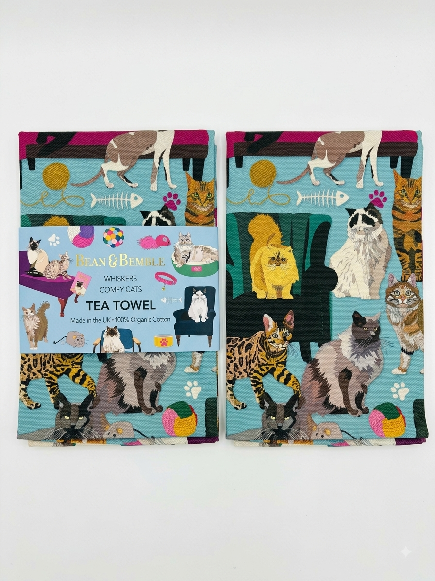 Bean & Bemble New Whiskers Organic Cotton Tea Towel