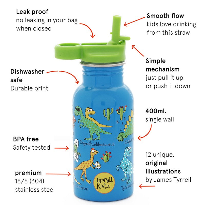 Tyrrell Katz Dinosaurs Stainless Steel Drinking Bottle