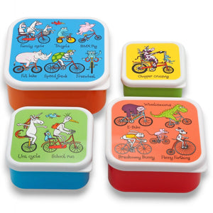 Tyrrell Katz Set of 4 Animals on Bikes Snack Boxes For Kids