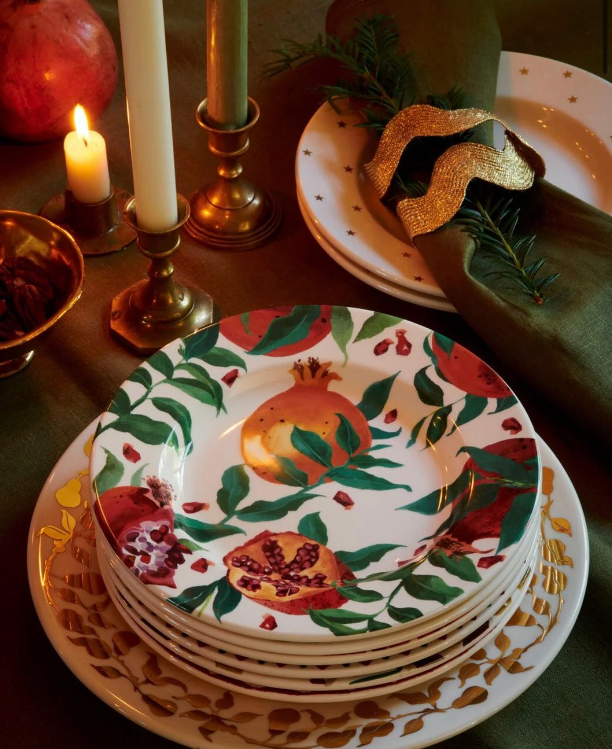 Emma Bridgewater New Festive Pomegranate Medium Dinner Plate, 8.5 Inch