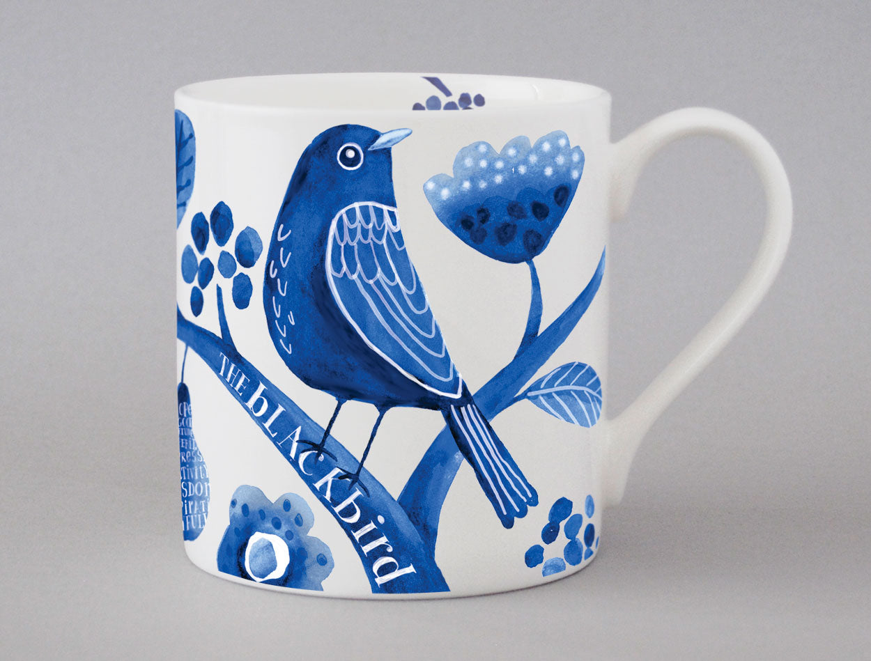 Indigo Collection Fine Bone China Mugs | 4 Bird Designs by Repeat Repeat 350ml
