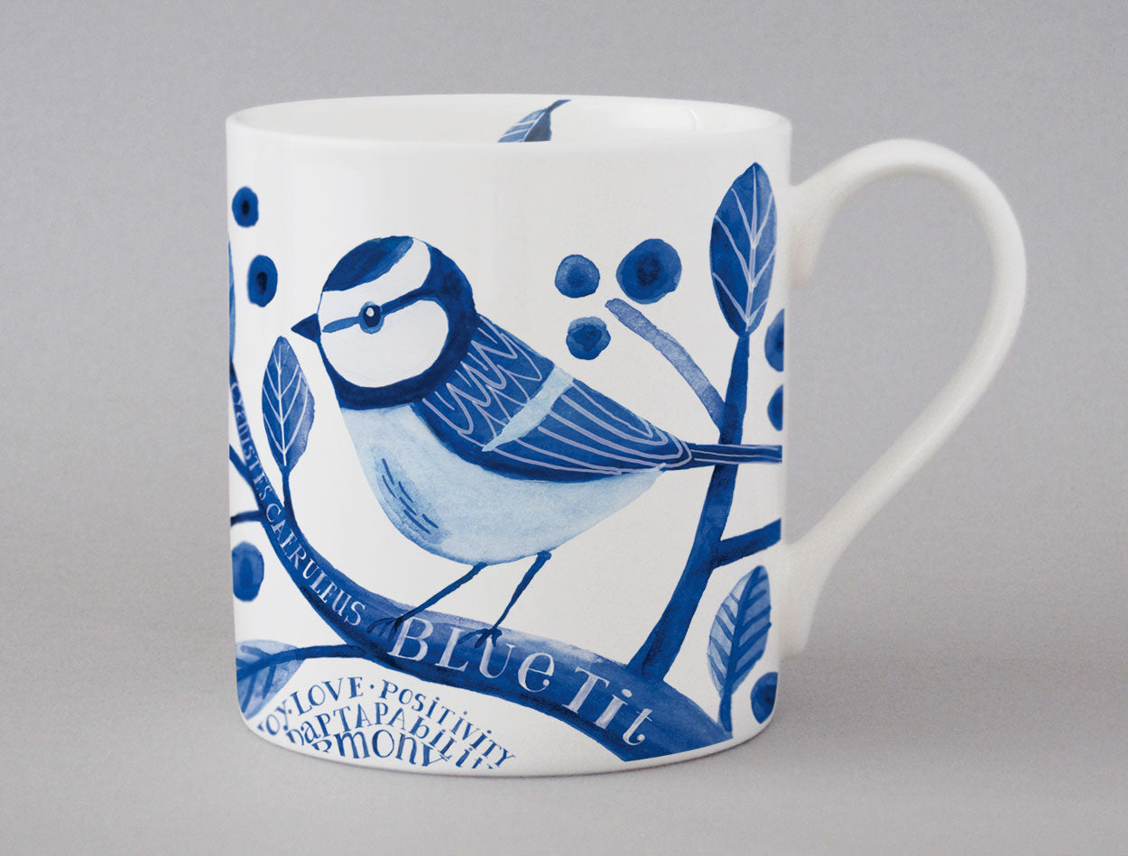 Indigo Collection Fine Bone China Mugs | 4 Bird Designs by Repeat Repeat 350ml
