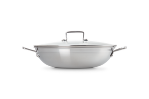 Le Creuset 3ply Stainless Steel Non-Stick Wok with Glass Lid, 30 CM / 4.3L