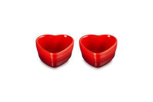 Le Creuset Stoneware Set of 2 Heart Ramekins Cerise