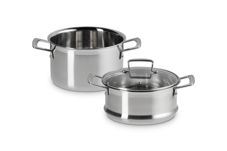 Le Creuset 3-ply Stainless Steel Casserole with Steamer Set 20cm