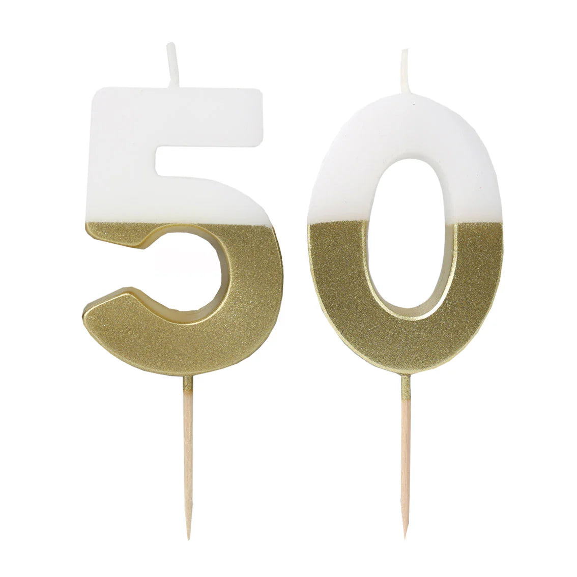 Talking Tables White & Gold Milestone Birthday Number Candles