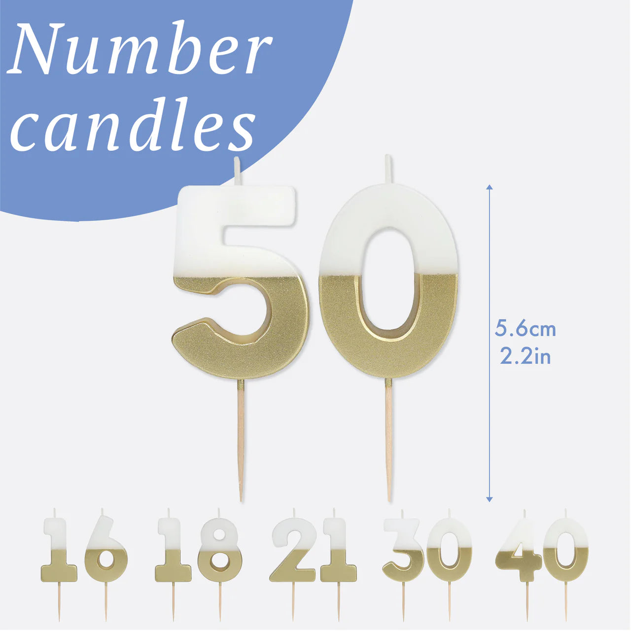 Talking Tables White & Gold Milestone Birthday Number Candles