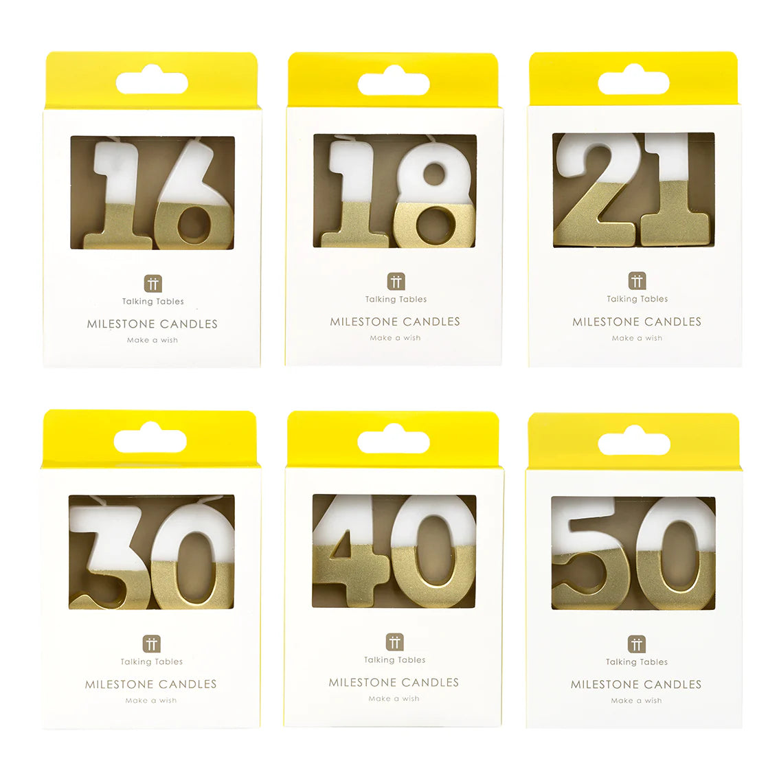 Talking Tables White & Gold Milestone Birthday Number Candles
