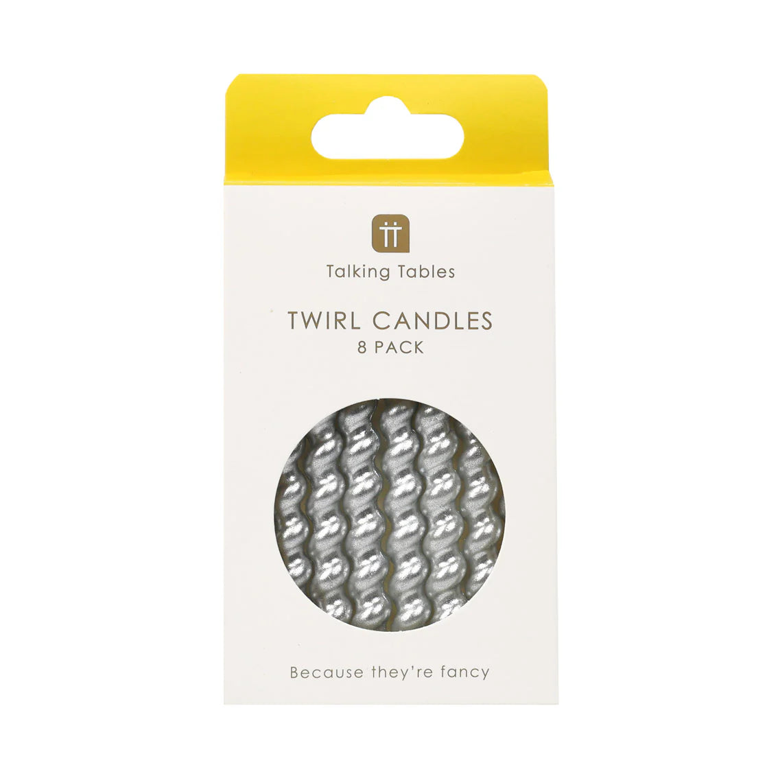 Talking Tables Luxe Silver Twirl Candles - 8 Pack