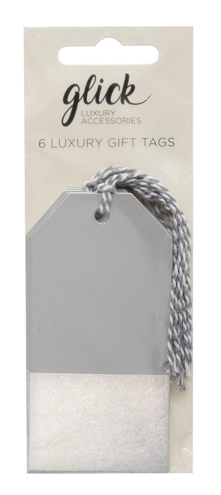 Glick Plain Silver Holographic Gift Tags Pk of 6