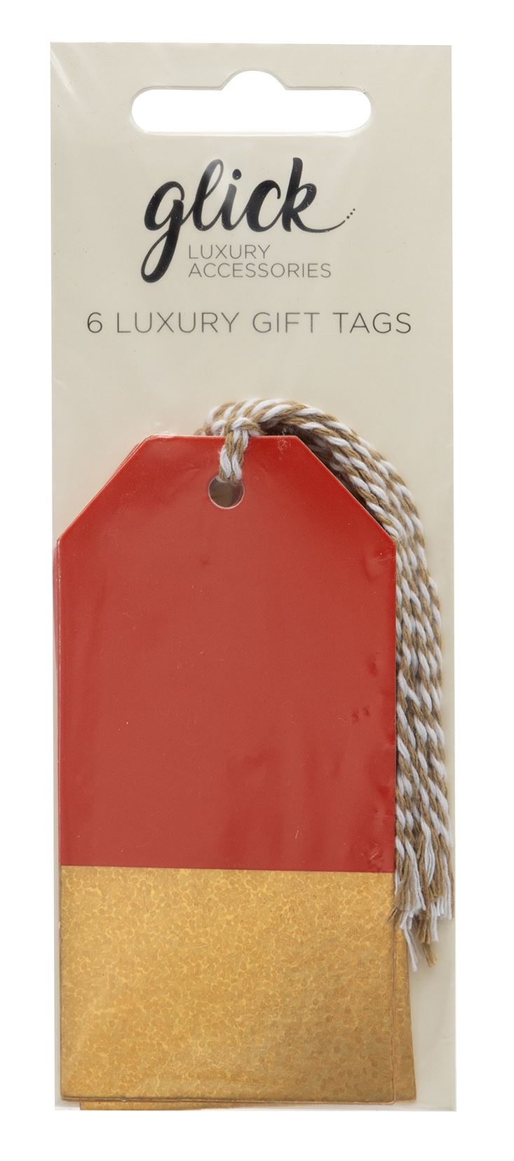 Glick Plain Red/Gold Holographic Gift Tags Pk of 6