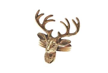 Walton & Co Stags Head Napkin Ring Pale Gold