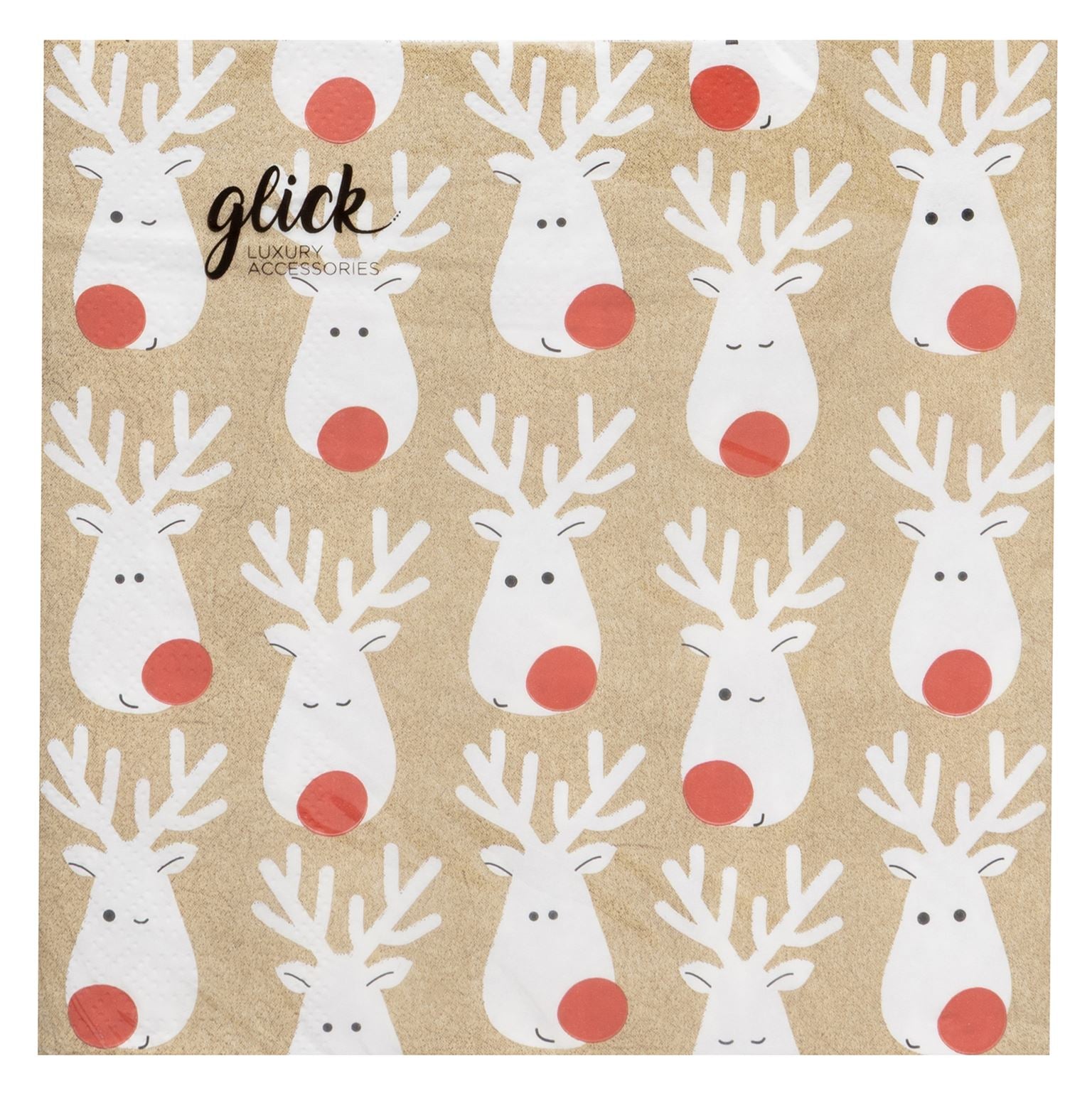 Glick Luxury Terrific Reindeer Kraft Napkins 33 x 33cm