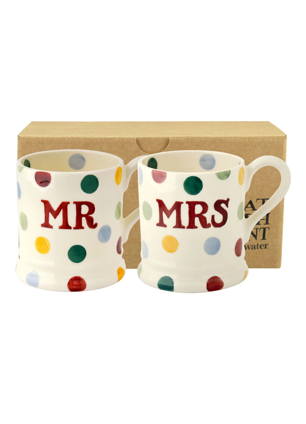 Emma Bridgewater Polka Dot 'Mr & Mrs' Set of 2 1/2 Pint Mugs Boxed