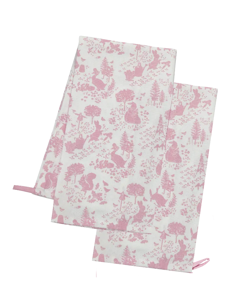 Eddingtons Peter Rabbit Classic Pink Pattern Cotton Tea Towel