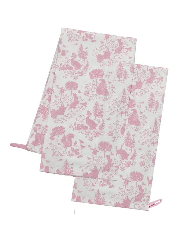 Eddingtons Peter Rabbit Classic Pink Pattern Cotton Tea Towel