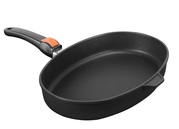 SKK Series 7 Oval Cast Iron Fish Induction Frying Pan Detachable Handle 38 x 26/7cm