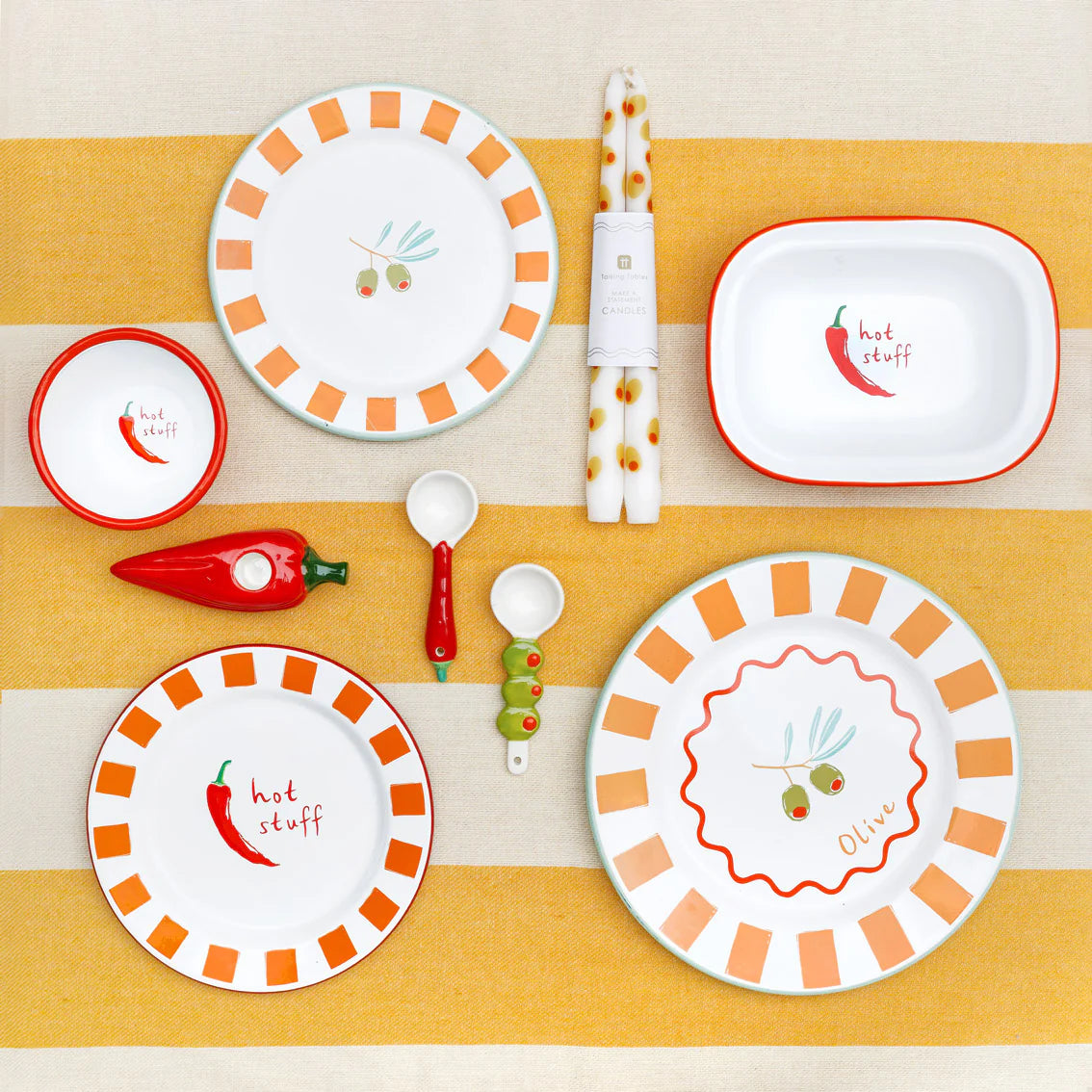 Talking Tables Yellow Stripe Cotton XL Tablecloth - 160cm x 250cm Spring