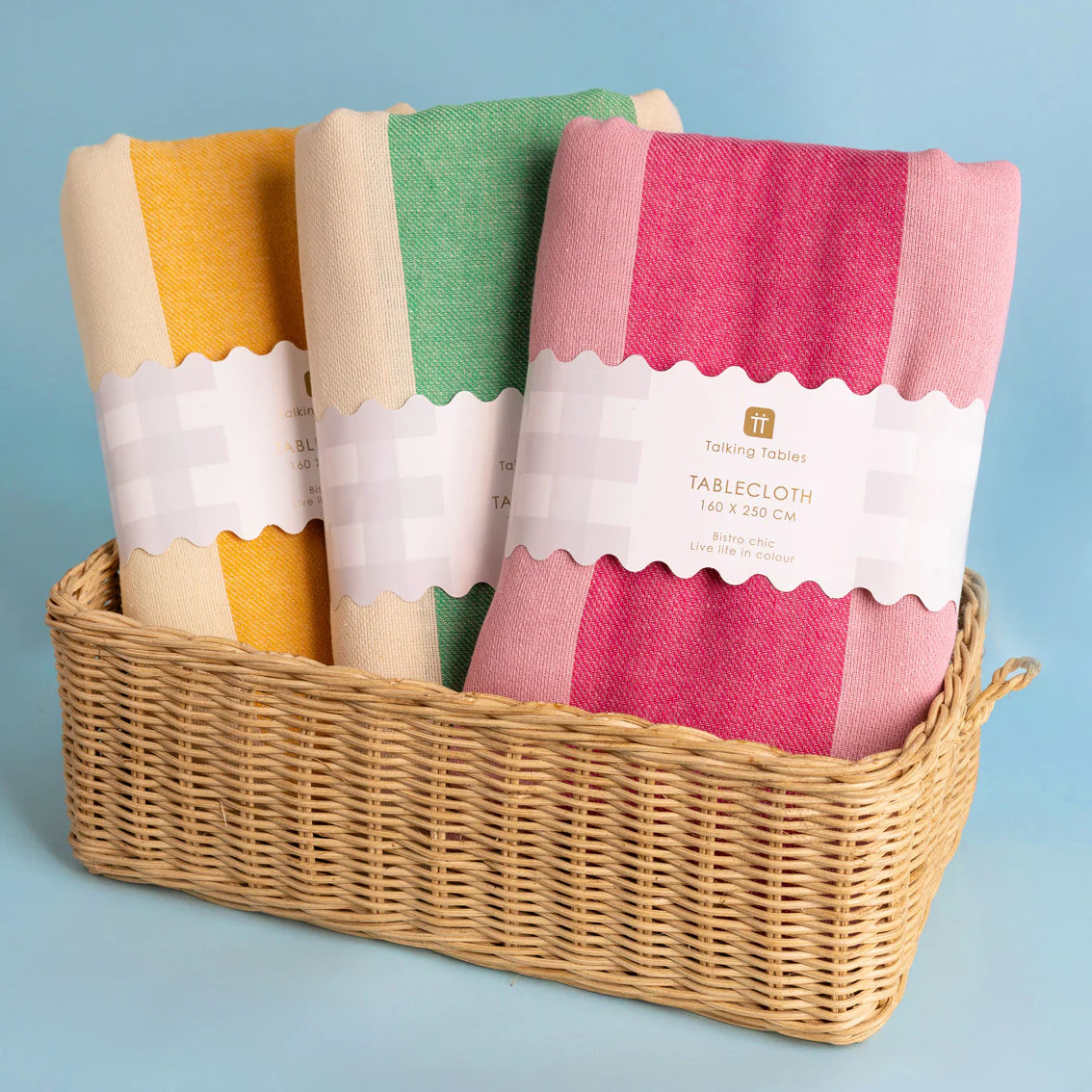 Talking Tables Yellow Stripe Cotton XL Tablecloth - 160cm x 250cm Spring