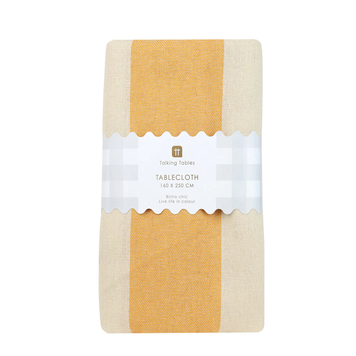 Talking Tables Yellow Stripe Cotton XL Tablecloth - 160cm x 250cm Spring