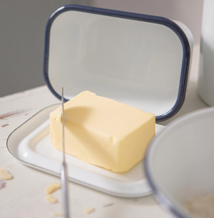 White Enamel Butter Dish 18.5cm X 10cm By Argon Tableware