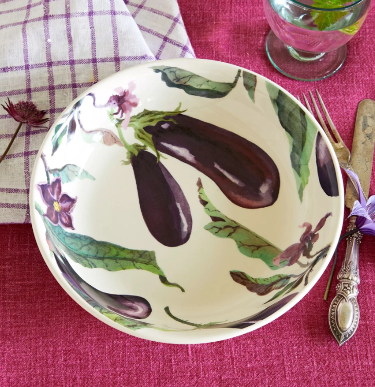Emma Bridgewater Aubergine & Flowers Medium Pasta Bowl