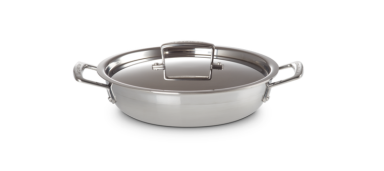 Le Creuset 3-ply Stainless Steel Shallow Casserole with Lid