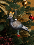 Gisela Graham Glass Decoration Pigeon with Crown