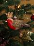 Gisela Graham New Glass Decoration - Robin with Crown