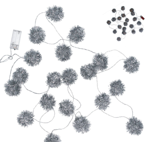 Gisela Graham Tinsel Ball String Lights Garland