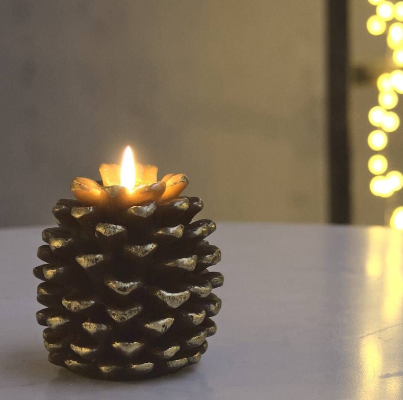 Lightstyle London Gold Pinecone LED Candle