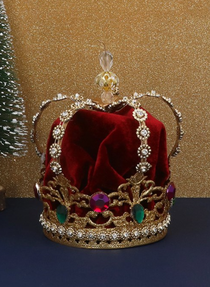 Gisela Graham Acrylic Tree Topper Jewelled Red Velvet Crown
