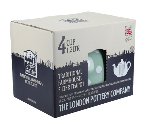 London Pottery Farmhouse 4 Cup Teapot Green With White Spots