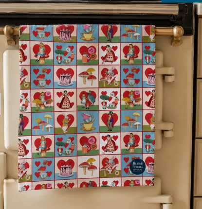 Bean & Bemble New Alice in Wonderland Check Organic Cotton Tea Towel