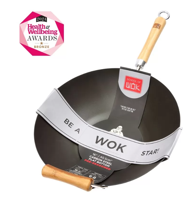 School of Wok 16"/40.5cm Pre-Seasoned Carbon Steel Wok